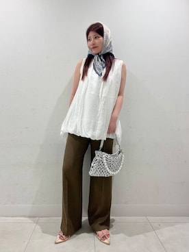 「アイテム（バンダナ/スカーフ、ブルー系）」を使った、hikariさん（レディース・162cm）の夏コーディネート