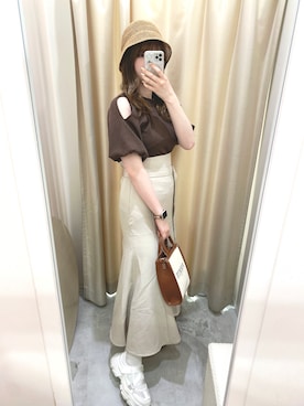 「one after another NICE CLAUP（ワンアフターアナザーナイスクラップ）のアイテム（帽子）」を使った、みどりさん（レディース・160cm）の春コーディネート
