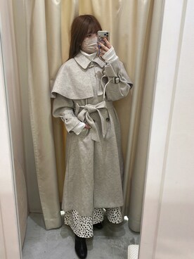 「one after another NICE CLAUP（ワンアフターアナザーナイスクラップ）のアイテム（ステンカラーコート）」を使った、みどりさん（レディース・160cm）の秋コーディネート