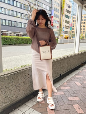 「one after another NICE CLAUP（ワンアフターアナザーナイスクラップ）のスニーカー底グルカサンダル（サンダル）」を使った、noaさん（レディース・153cm）の春コーディネート