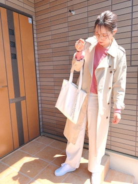 「はじめましてコーデ」｜「アイテム（トレンチコート）」を使った、rena.さん（レディース・168cm）の春コーディネート