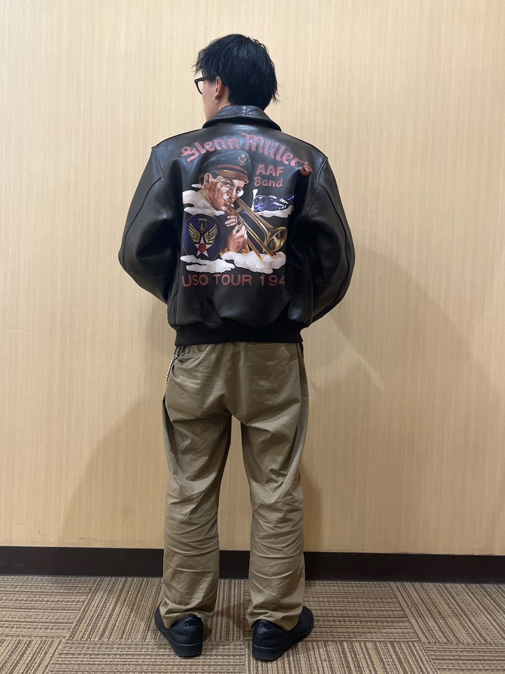 AVIREX A-2 レザージャケット グレンミラー バックプリント M