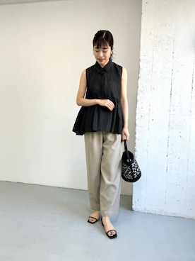 「URBAN RESEARCH ROSSO WOMEN（アーバンリサーチ　ロッソ）のジャガードペプラムブラウス（シャツ/ブラウス）」を使った、rlvv37さん（レディース・163cm）の夏コーディネート
