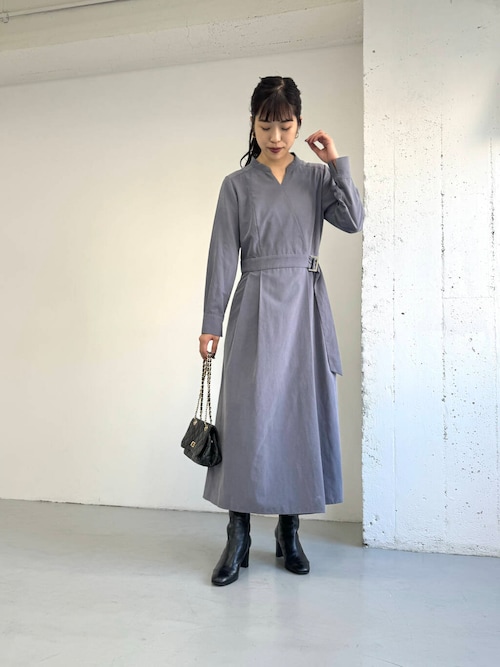 OUTIL カシュクールワンピース 手洗い可／日本製】カシュクール風ワンピース（マキシ・ロング