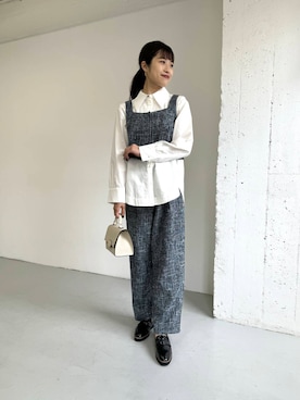 「F by ROSSO（エフバイロッソ）のF by ROSSO　ツイードビスチェ+ワイドパンツ（セットアップ）」を使った、rlvv37さん（レディース・163cm）の秋コーディネート