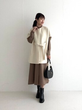 「アイテム（ポンチョ、ホワイト系）」を使った、rlvv37さん（レディース・163cm）の秋コーディネート