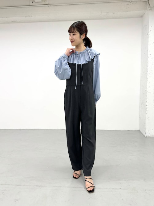 GRANDMA 割引 MAMA DAUGHTER リネン混 サロペット ブラック GRANDMA