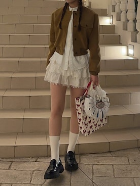 「アイテム（ミリタリージャケット）」を使った、ゆうりさん（レディース・163cm）の秋コーディネート