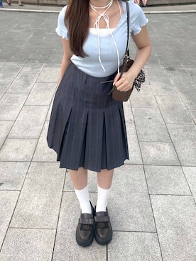 「アイテム（ハンドバッグ）」を使った、ゆうりさん（レディース・163cm）の夏コーディネート