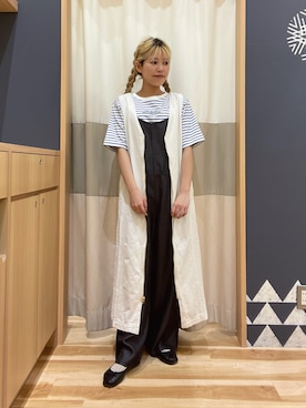 「Samansa Mos2 blue（サマンサモスモスブルー）のアイテム（ジャンパースカート）」を使った、ゆま🌻さん（レディース・155cm）の夏コーディネート