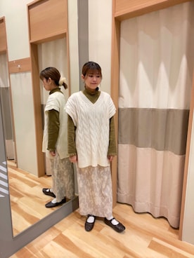 「Samansa Mos2 blue（サマンサモスモスブルー）のアイテム（ベスト）」を使った、ゆま🌻さん（レディース・155cm）の冬コーディネート