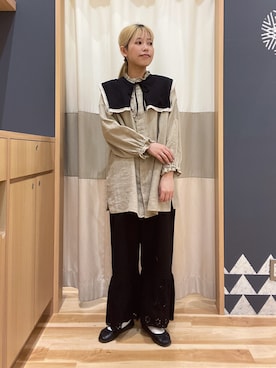 「ゆべしコラボ」｜「アイテム（パンツ）」を使った、ゆま🌻さん（レディース・155cm）の春コーディネート