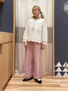 「ゆべしコラボ」｜「アイテム（パンツ）」を使った、ゆま🌻さん（レディース・155cm）の春コーディネート