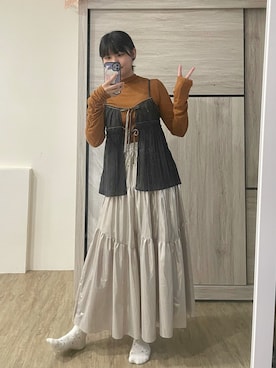「アイテム（その他トップス）」を使った、嘎嘎(づ｡◕‿‿◕｡)づさん（レディース・163cm）の春コーディネート