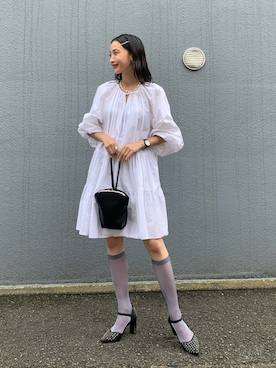 「H&M（エイチ・アンド・エム）のアイテム（ワンピース）」を使った、清水こづえさん（レディース・164cm）の夏コーディネート