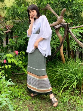 「LUCY（ルーシー）のアイテム」を使った、清水こづえさん（レディース・164cm）の夏コーディネート