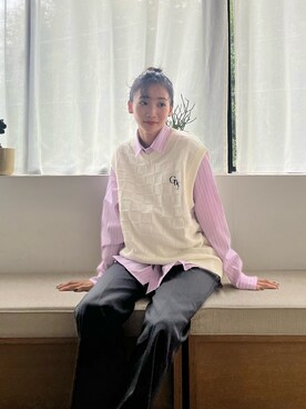 「Levi's（リーバイス）のアイテム（チノパンツ）」を使った、清水こづえさん（レディース・165cm）の秋コーディネート