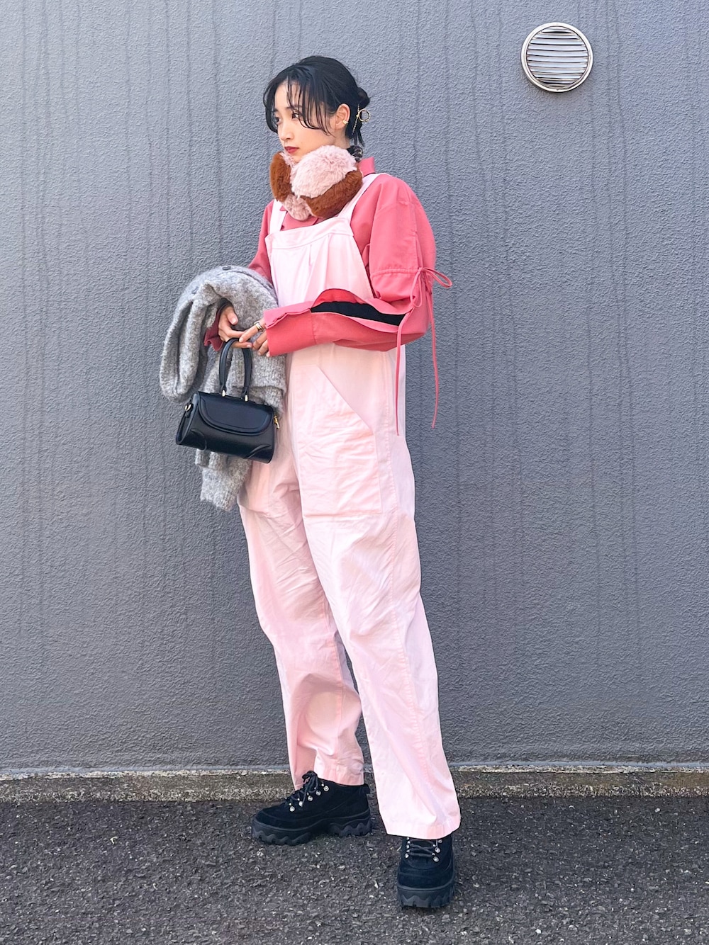 ロク6 オールインワンロンパースつなぎオーバーオールサロペットピンク