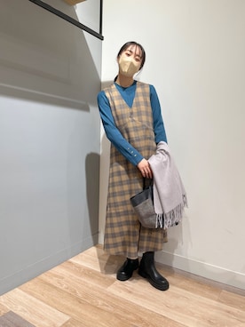 「Chez toi（シェトワ）のアイテム（ブーツ）」を使った、TAKAOKAさん（レディース・156cm）の秋コーディネート