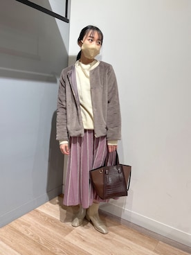 「Chez toi（シェトワ）のアイテム（ジャケット/アウター）」を使った、TAKAOKAさん（レディース・156cm）の秋コーディネート