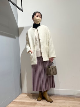 「Chez toi（シェトワ）のアイテム（ジャケット/アウター）」を使った、TAKAOKAさん（レディース・156cm）の冬コーディネート