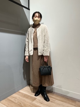 「Chez toi（シェトワ）のアイテム（ジャケット/アウター）」を使った、TAKAOKAさん（レディース・156cm）の秋コーディネート