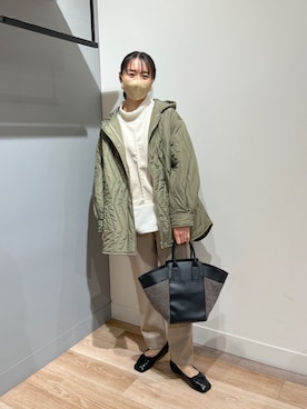 「Chez toi（シェトワ）のアイテム（ジャケット/アウター）」を使った、TAKAOKAさん（レディース・156cm）の秋コーディネート