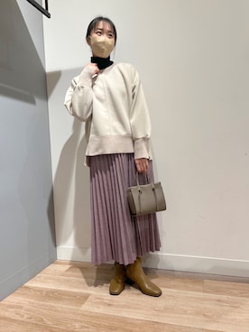 「Chez toi（シェトワ）のアイテム（ブーツ）」を使った、TAKAOKAさん（レディース・156cm）の冬コーディネート