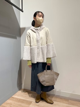 「Chez toi（シェトワ）のアイテム（ジャケット/アウター）」を使った、TAKAOKAさん（レディース・156cm）の冬コーディネート