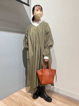 「Chez toi（シェトワ）のアイテム（ブーツ）」を使った、TAKAOKAさん（レディース・156cm）の秋コーディネート
