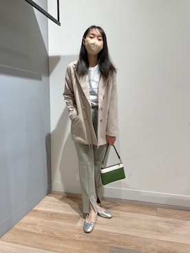 「Chez toi（シェトワ）のアイテム（ジャケット/アウター）」を使った、TAKAOKAさん（レディース・156cm）の春コーディネート