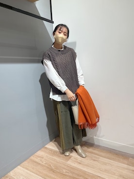 「Chez toi（シェトワ）のアイテム（ブーツ）」を使った、TAKAOKAさん（レディース・156cm）の秋コーディネート