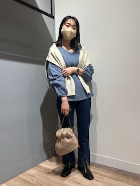 「Chez toi（シェトワ）のアイテム（ブーツ）」を使った、TAKAOKAさん（レディース・156cm）の秋コーディネート
