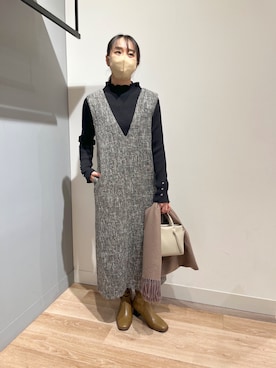 「Chez toi（シェトワ）のアイテム（ブーツ）」を使った、TAKAOKAさん（レディース・156cm）の冬コーディネート
