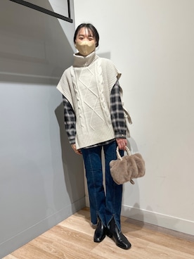 「Chez toi（シェトワ）のアイテム（ブーツ）」を使った、TAKAOKAさん（レディース・156cm）の秋コーディネート