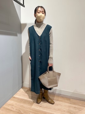 「Chez toi（シェトワ）のアイテム（ブーツ）」を使った、TAKAOKAさん（レディース・156cm）の冬コーディネート