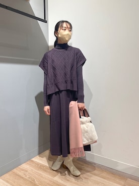 「Chez toi（シェトワ）のアイテム（ブーツ）」を使った、TAKAOKAさん（レディース・156cm）の冬コーディネート