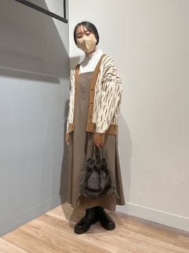「Chez toi（シェトワ）のアイテム（ブーツ）」を使った、TAKAOKAさん（レディース・156cm）の秋コーディネート