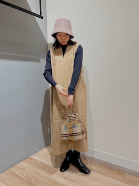 「Chez toi（シェトワ）のアイテム（帽子）」を使った、TAKAOKAさん（レディース・156cm）の秋コーディネート