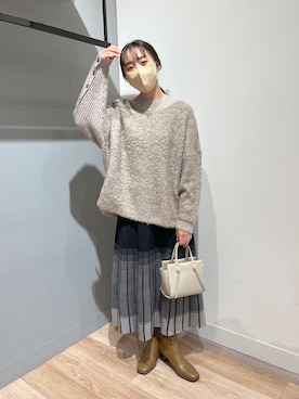 「Chez toi（シェトワ）のアイテム（ブーツ）」を使った、TAKAOKAさん（レディース・156cm）の冬コーディネート