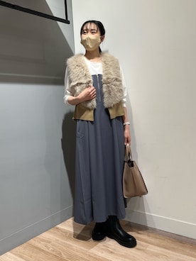 「Chez toi（シェトワ）のアイテム（ブーツ）」を使った、TAKAOKAさん（レディース・156cm）の秋コーディネート