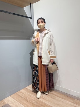 「Chez toi（シェトワ）のアイテム（ジャケット/アウター）」を使った、TAKAOKAさん（レディース・156cm）の秋コーディネート