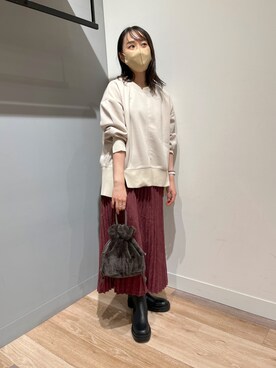 「Chez toi（シェトワ）のアイテム（ブーツ）」を使った、TAKAOKAさん（レディース・156cm）の秋コーディネート