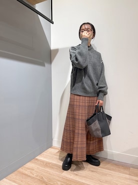 「Chez toi（シェトワ）のアイテム（ブーツ）」を使った、TAKAOKAさん（レディース・156cm）の秋コーディネート