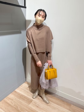 「Chez toi（シェトワ）のアイテム（ブーツ）」を使った、TAKAOKAさん（レディース・156cm）の冬コーディネート
