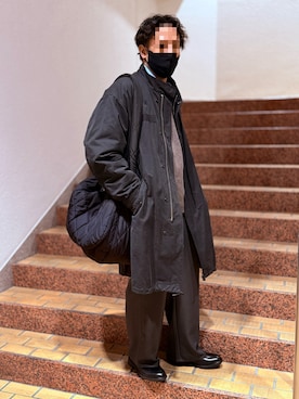 「opening actのアイテム（スラックス、ブラック系）」を使った、toy-kさん（メンズ・170cm）の冬コーディネート