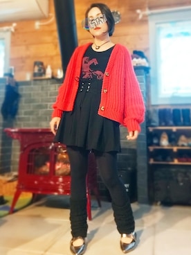 「アイテム（レッグウォーマー、ブラック系）」を使った、遊雲さん（レディース・155cm）の冬コーディネート