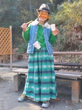「マキシスカート」｜「アイテム（財布/小物）」を使った、遊雲さん（レディース・155cm）の冬コーディネート