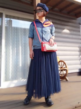 「ウィンドブレーカー」｜「アイテム（ハンチング/ベレー帽）」を使った、遊雲さん（レディース・155cm）の秋コーディネート