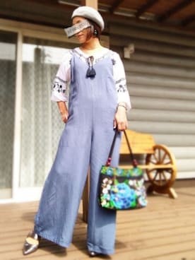 「UNIQLO（ユニクロ）のアイテム（サロペット/オーバーオール）」を使った、遊雲さん（レディース・155cm）の秋コーディネート